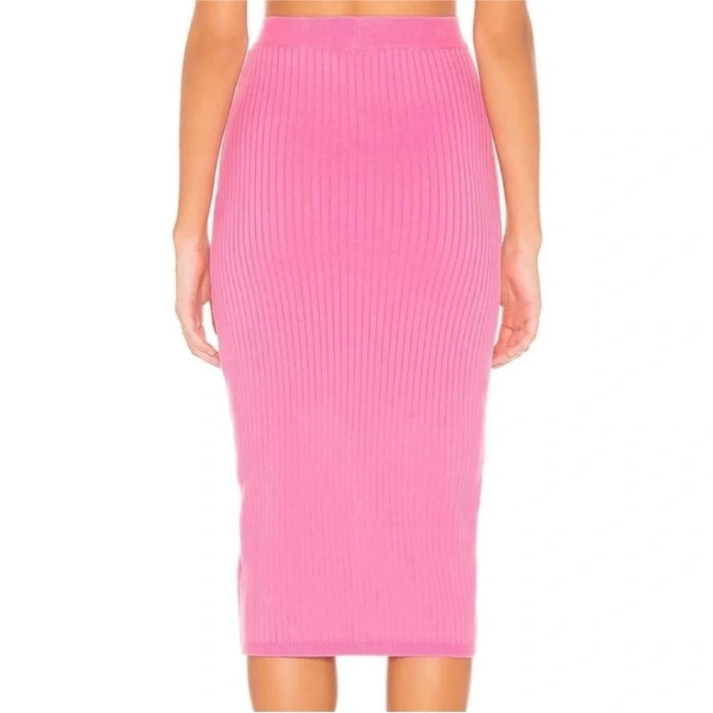 Free People Slyline‎ Midi Fuchsia Ribbed Pencil Skirt - Picture 5 of 7